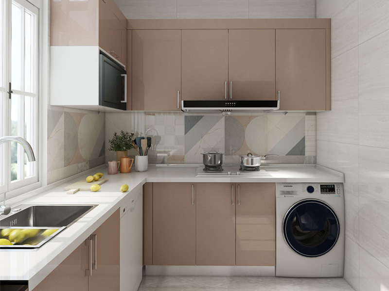 pink simple kitchen cabinets