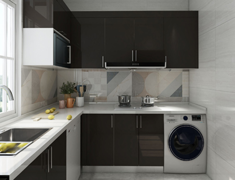 Armoires de cuisine modernes standard australiennes simples et brillantes en forme de L, design sur mesure